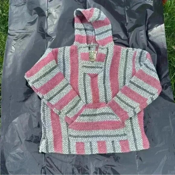 BAJA JOE pull over Baja with hood. Size Small pink and gray - Picture 1 of 6